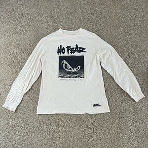 NO FEAR x H&M Boxy Long Sleeve T-Shirt White Skater Streetwear Size S